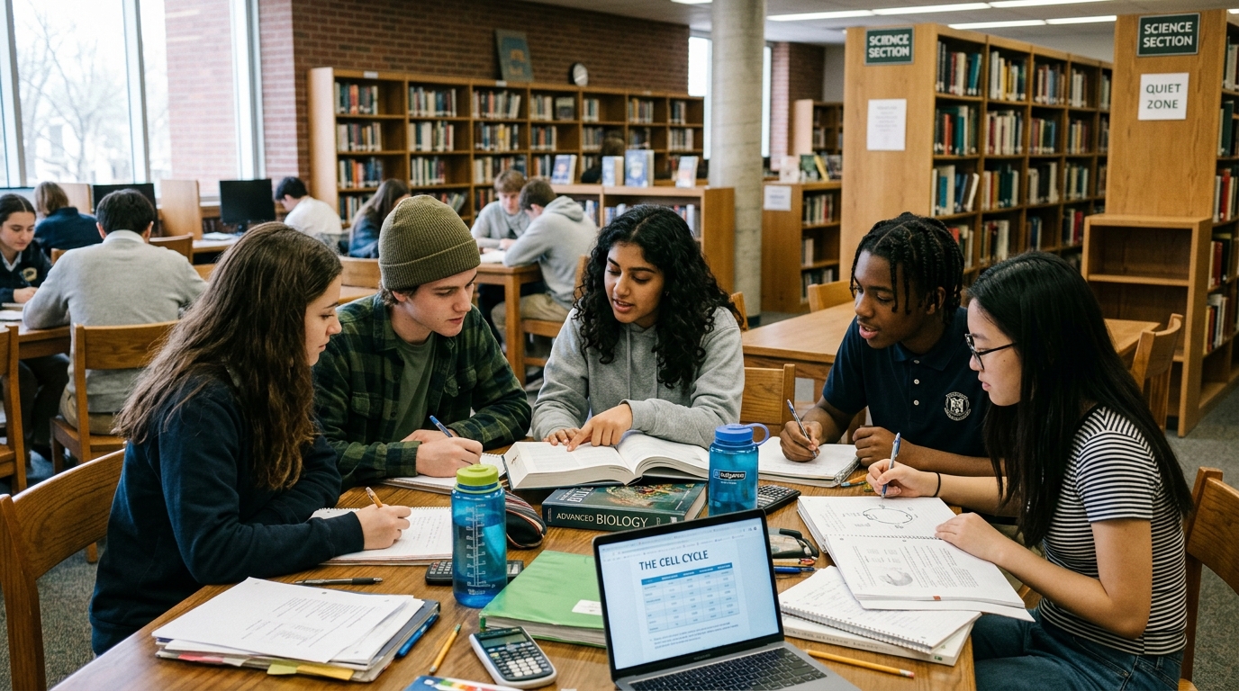Two students studying science together
